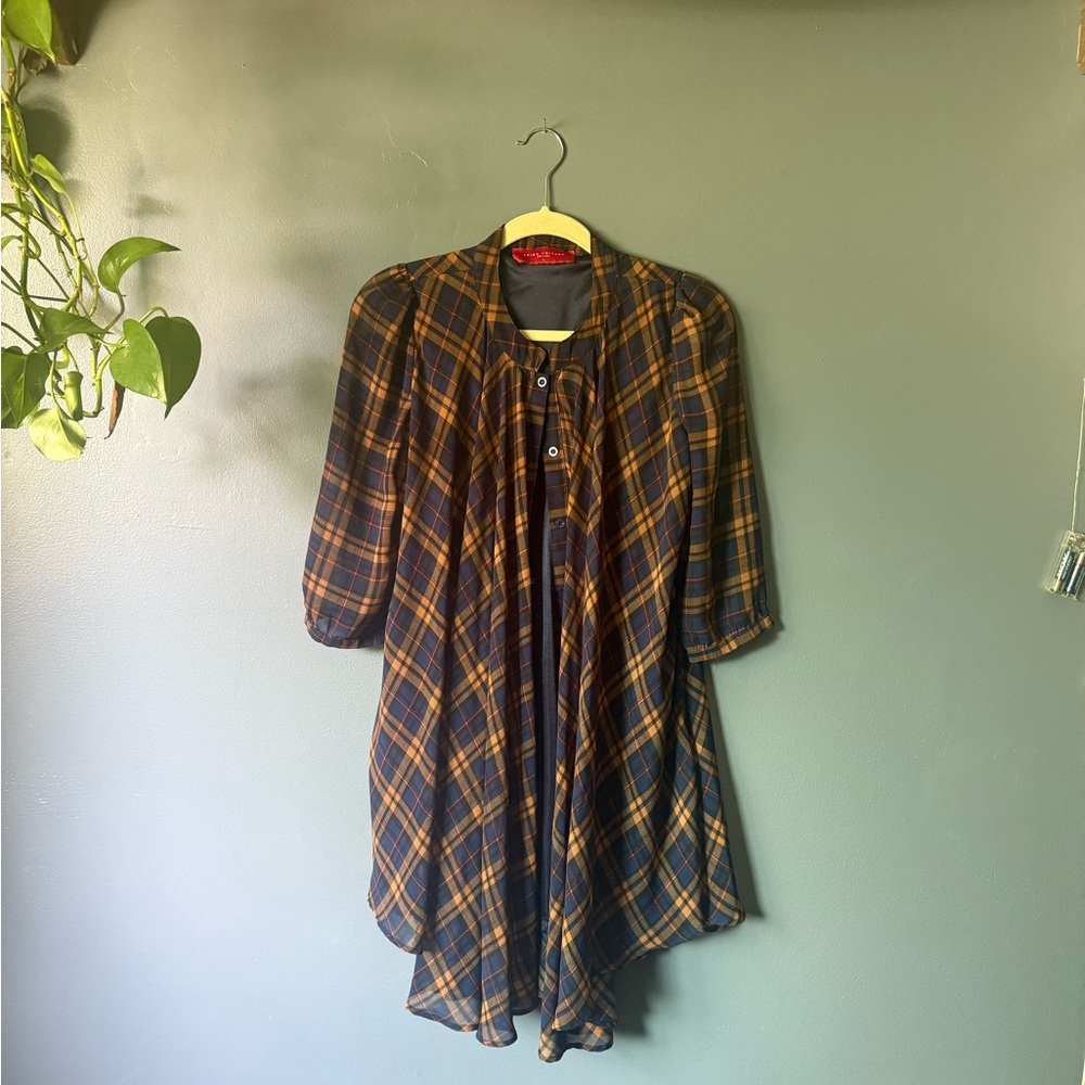 Akira red label Plaid Button-Up Shirt Dress